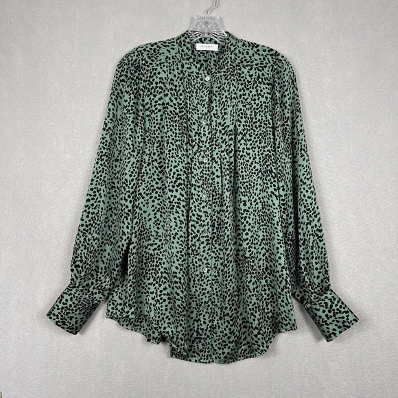 Equipment Slim Signature Button Up Shirt Top Size Large Green Animal Print - Picture 2 of 11